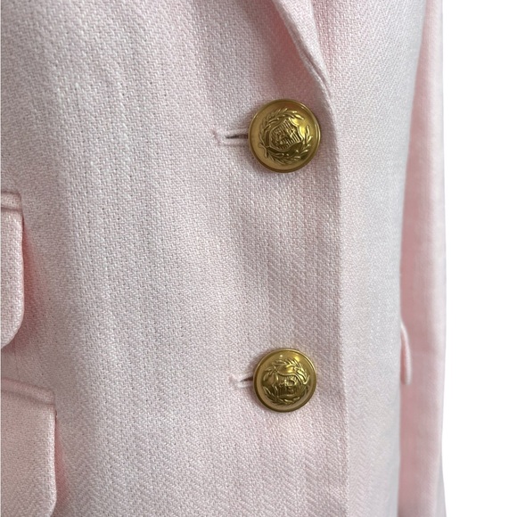 J.Crew Dalton Pink Linen Blend Blazer Gold Crest Buttons Women’s Size 8 - Picture 3 of 16